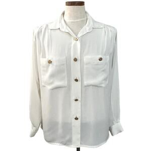 La Chine Classic White Button Down Blouse 8 Career Normcore Vintage Professional